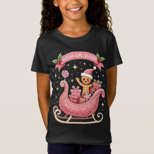 Christmas Candy Sleigh Girl Gingerbread Holiday T-Shirt