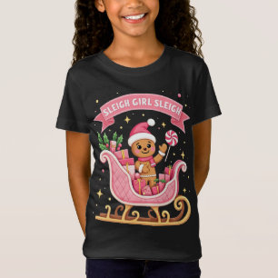 Christmas Candy Sleigh Girl Gingerbread Holiday T-Shirt