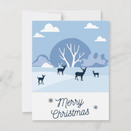 Christmas Card Blue Deer in Winter Feiertagskarte