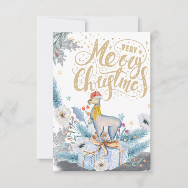 CHRISTMAS CARD / CHRISTMAS LLAMA DANKESKARTE (Vorderseite)