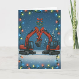 Christmas card - Kissing red diggers  Karte