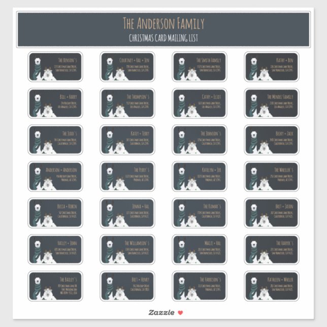 Christmas Card Mailing List Label Set Llama Sheep  (Blatt)