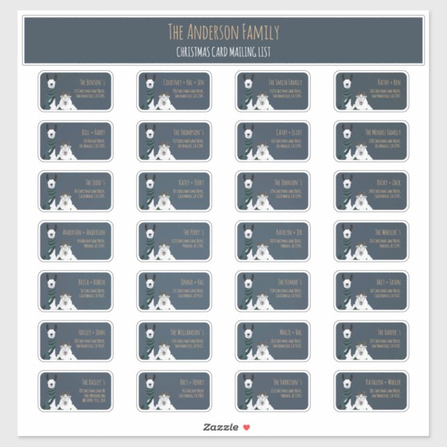 Christmas Card Mailing List Label Set Llama Sheep  (Blatt)