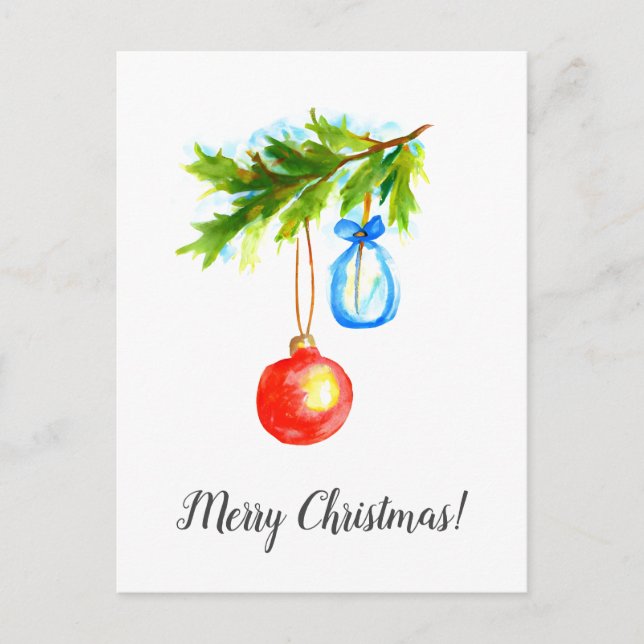 Christmas Card Merry Christmas Wishes Ornatments   Postkarte (Vorderseite)