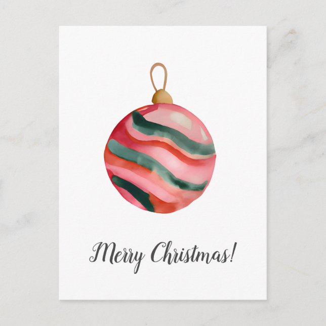 Christmas Card Merry Christmas Wishes Ornatments   Postkarte (Vorderseite)
