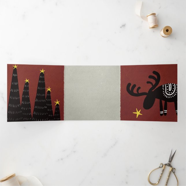 Christmas card: Santa Claus is coming! Dreifach Gefaltete Urlaubskarte (Innenseite)