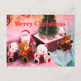 Christmas card：Santa's stuffed & bear stuffed Feiertagspostkarte