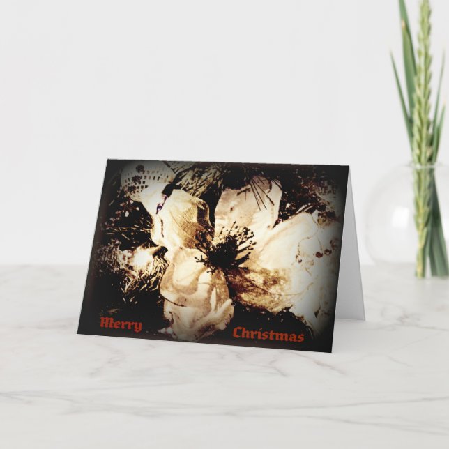 CHRISTMAS CARD SEPIA BLUME FEIERTAGSKARTE (Vorderseite)