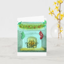 Christmas Card With A Fireplace