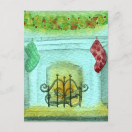 Christmas Card With A Fireplace Postkarte