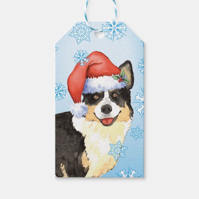 Christmas Cardigan Welsh Corgi Geschenkanhänger (Vorderseite)