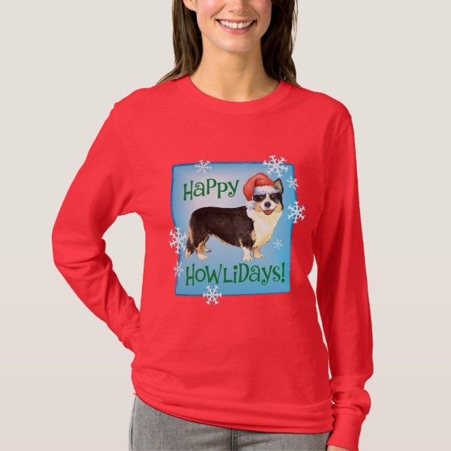 Christmas Cardigan Welsh Corgi T-Shirt (Vorderseite)