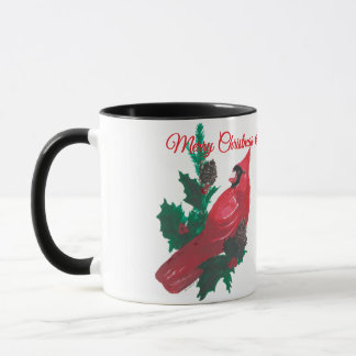 Christmas Cardinal & Holly Mug Cup Tasse