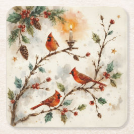 Christmas Cardinals Rechteckiger Pappuntersetzer