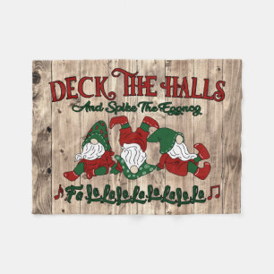 Christmas Carol Eggnog Gnomes Deck Fleecedecke