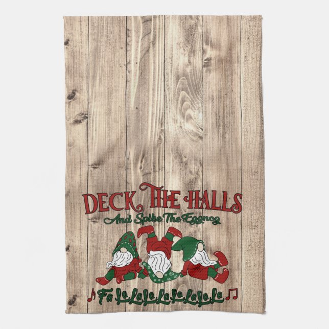 Christmas Carol Eggnog Gnomes Deck Geschirrtuch (Vertikal)