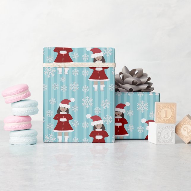 Christmas Carol Girl Wrapping Paper Geschenkpapier (Babyparty)