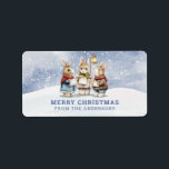Christmas Carol Singing Bunnies - Geschenktag Adressaufkleber<br><div class="desc">Diese bezaubernden Weihnachtsgeschenk-Etiketten zeigen drei bunnies,  die alle in ihren Winterkleider gekleidet sind und Weihnachtslieder im Schnee singen. Auf der Rückseite ist ein blauer Hintergrund mit fallendem Schnee. Sie können mit Ihrem Namen personalisieren.</div>