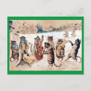 Christmas Carol Singing, Louis Wain Postkarte