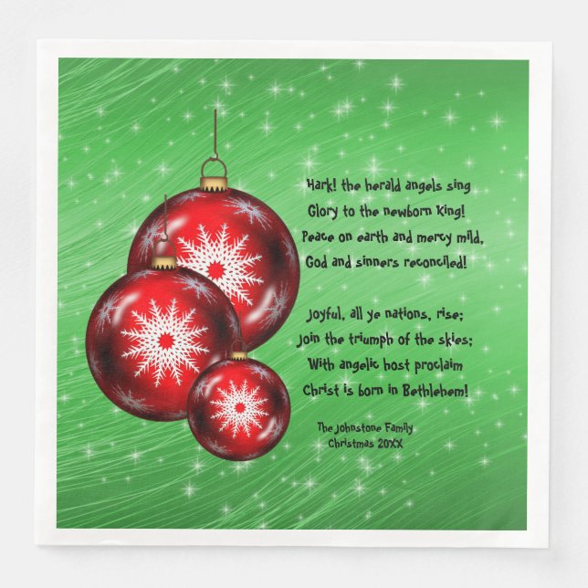 Christmas Carol Texte Hark Herald Angels Serviette (Vorderseite)