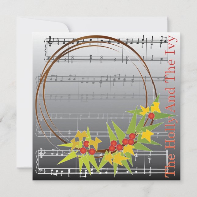 Christmas Carols Holly Card/Einladung Einladung (Vorderseite)