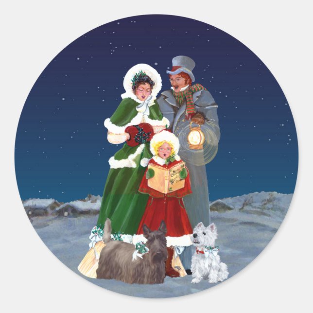 Christmas Carols Runder Aufkleber (Vorderseite)
