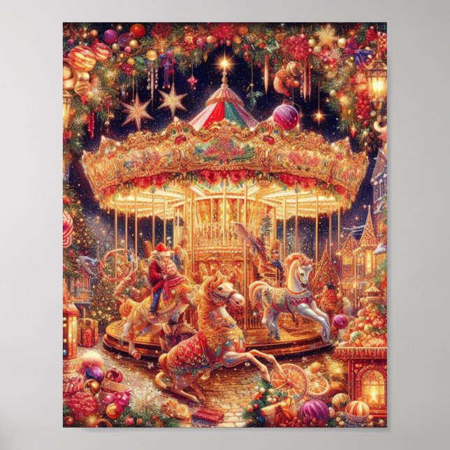 'Christmas Carousel Joy' Poster (Vorne)