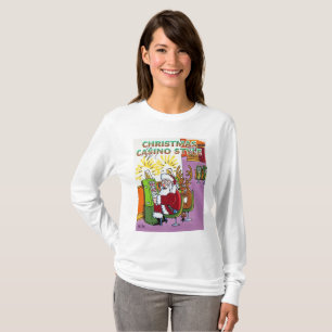 Christmas Casino Style women white long slat Shirt