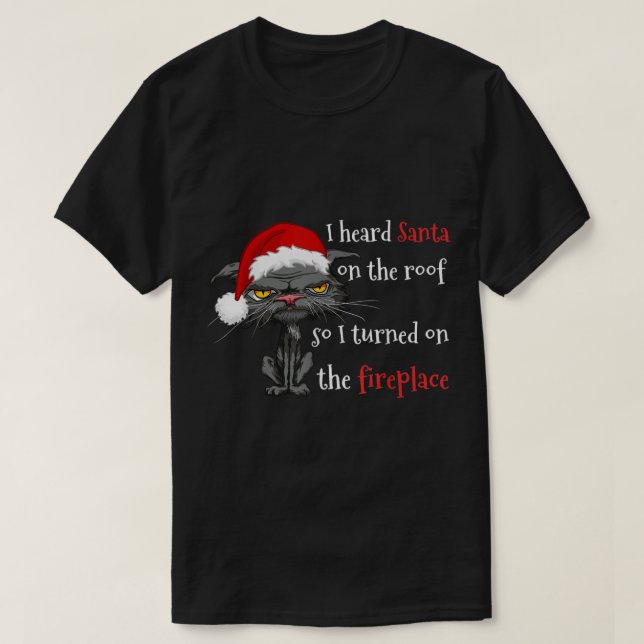 Christmas Cat Anti Bored Cat Santa Hat Humor Xmas T-Shirt (Design vorne)
