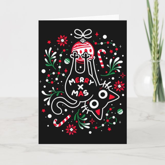 Christmas Cat Butt Merry Xmas  Karte (Vorderseite)