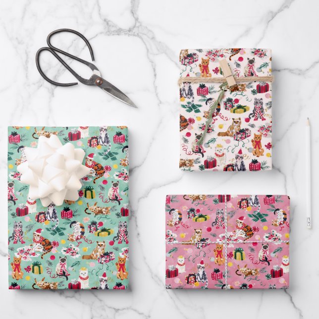 CHRISTMAS CAT CHAOS GESCHENKPAPIER SET (Vorderseite)