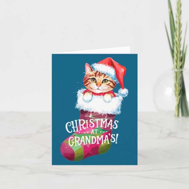 Christmas Cat _ Christmas At Grandma Cat _ Cute Ca Karte (Vorderseite)