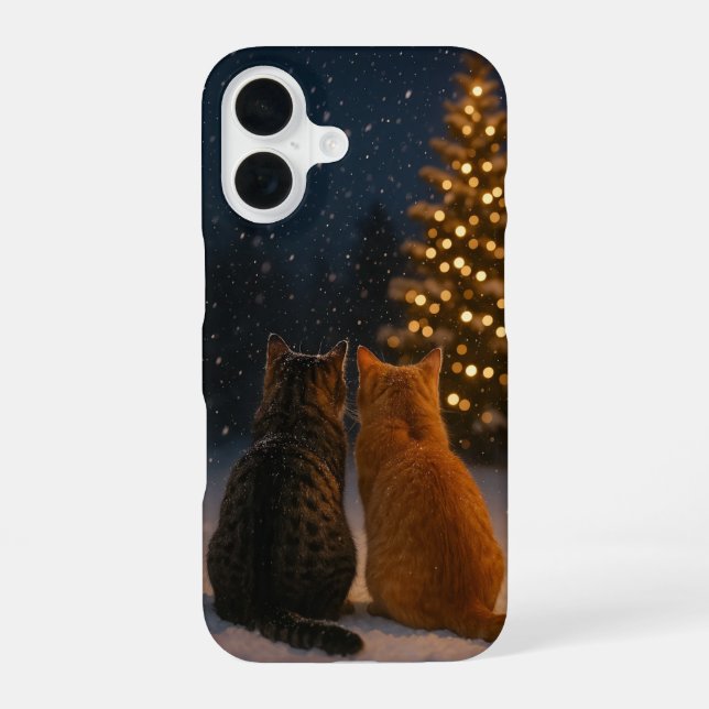 Christmas Cat Couple iPhone Case 16 iPhone 16 Hülle (Rückseite)