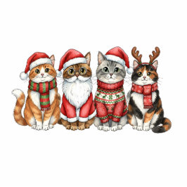 Christmas Cat Crew Freistehende Fotoskulptur
