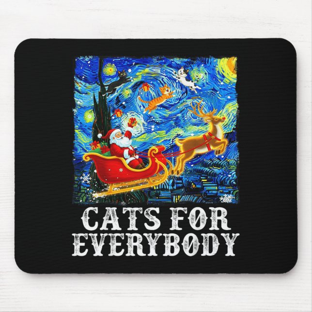 Christmas Cat For Everybody Santa Reindeer Starry  Mousepad (Vorne)