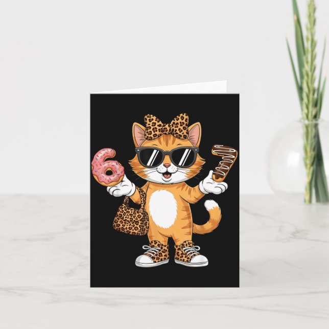 Christmas Cat For Women 6 7 Tee Meme Leopard Bow X Karte (Vorderseite)