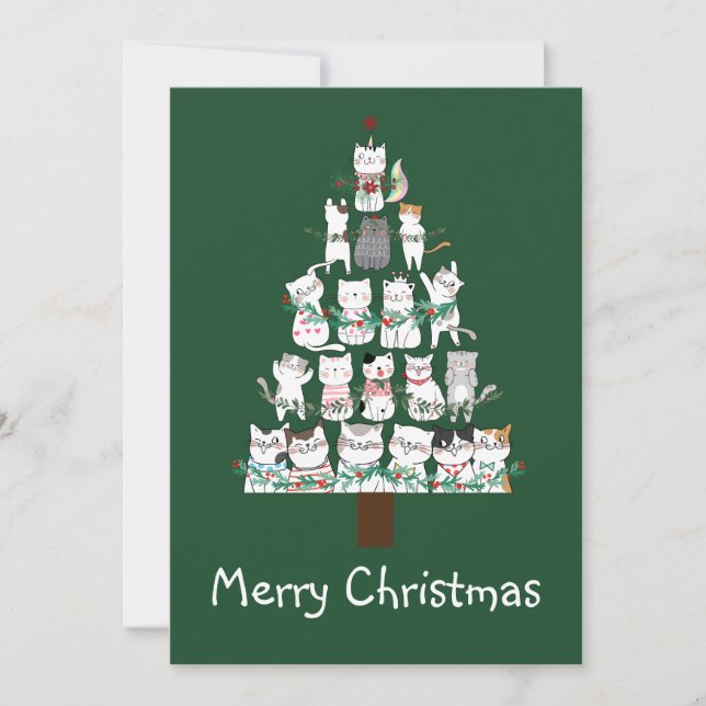 Christmas Cat Funny Tree Funny Funny Einladung (Vorderseite)