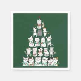 Christmas Cat Funny Tree Funny Funny Serviette