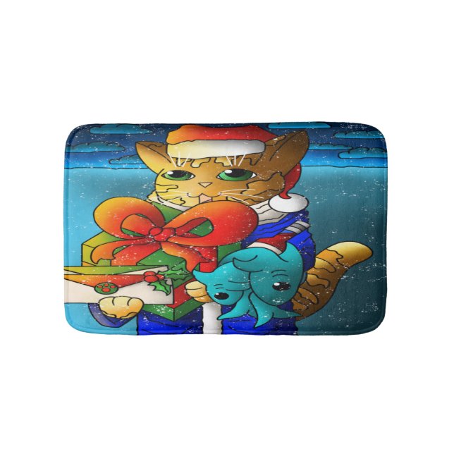 Christmas Cat Guest Badematte (Vorderseite)