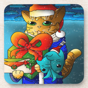Christmas Cat Guest Getränkeuntersetzer