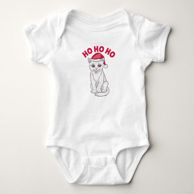 Christmas Cat Ho Ho Ho Baby Strampler (Vorderseite)