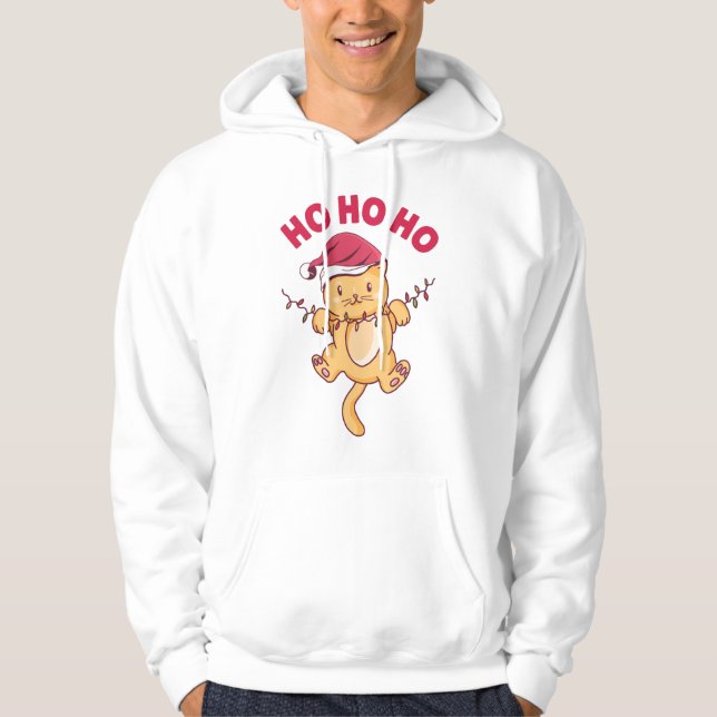 Christmas Cat Ho Ho Ho Hoodie (Vorderseite)
