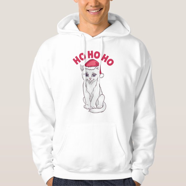 Christmas Cat Ho Ho Ho Hoodie (Vorderseite)