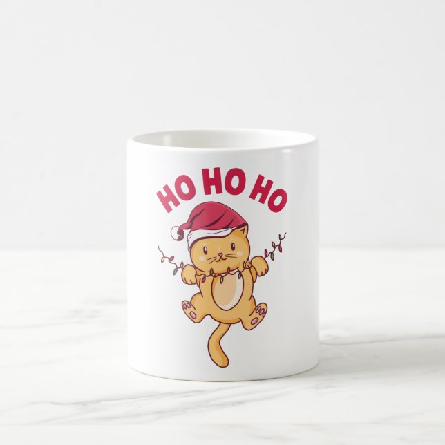 Christmas Cat Ho Ho Ho Kaffeetasse (Mittel)