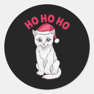 Christmas Cat Ho Ho Ho Runder Aufkleber