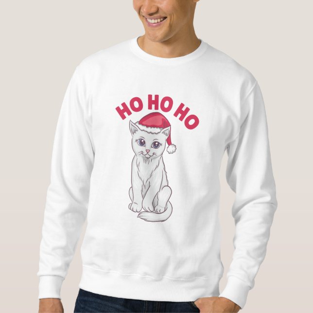 Christmas Cat Ho Ho Ho Sweatshirt (Vorderseite)
