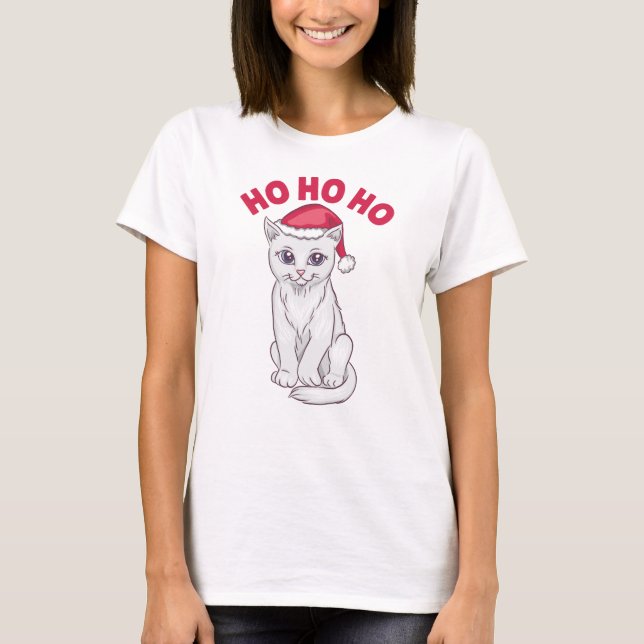 Christmas Cat Ho Ho Ho T-Shirt (Vorderseite)