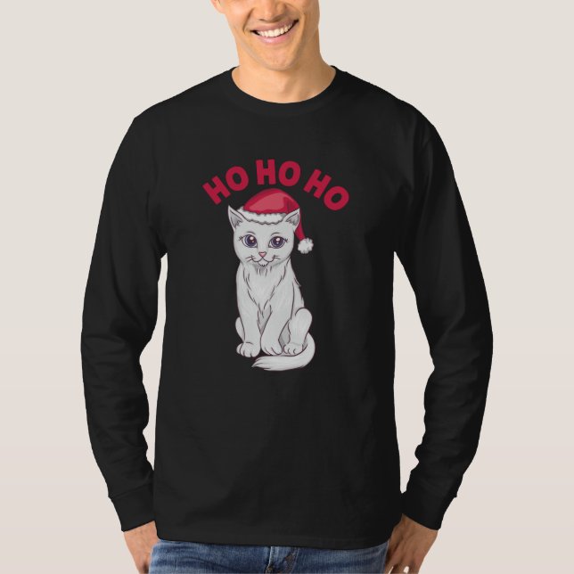 Christmas Cat Ho Ho Ho T-Shirt (Vorderseite)