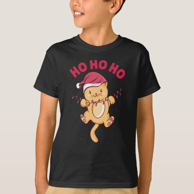 Christmas Cat Ho Ho Ho T-Shirt (Vorderseite)