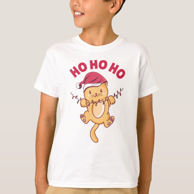 Christmas Cat Ho Ho Ho T-Shirt (Vorderseite)